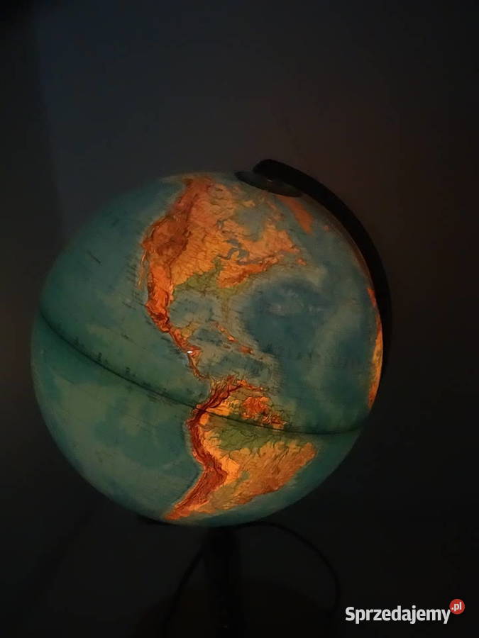 Stara podświetlana lampa globus vintage Columbus