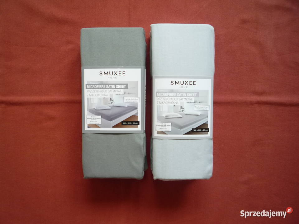 Smukee Nowe Szare Prześcieradło Satynowe z gumką Szczecin