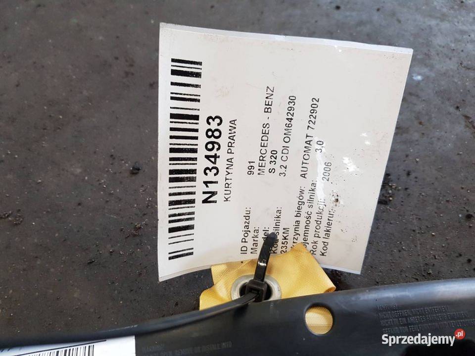 KURTYNA PRAWA A2218601205 SKLASA S 320 W221 LONG Pozostałe Lipno