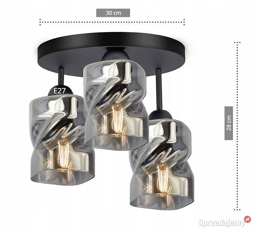 Szklana Lampa Wisząca Sufitowa Żyrandol potrójna Choroszcz
