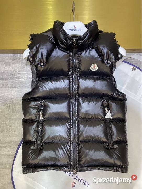 Męska kamizelka Moncler gęsi puch czarna Kaptur Rzeszów