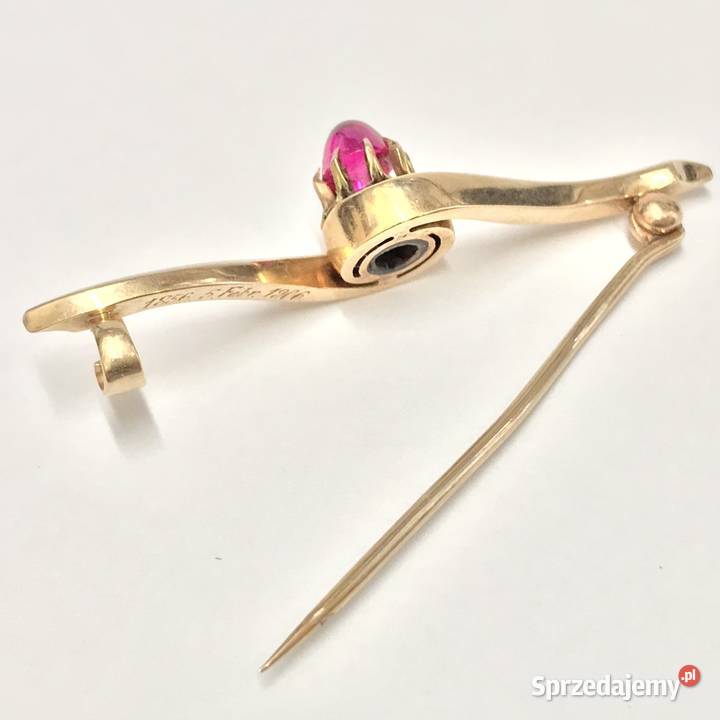 Złota BROSZKA 585 14K piękny AMETYST Art Dco Warszawa sprzedam