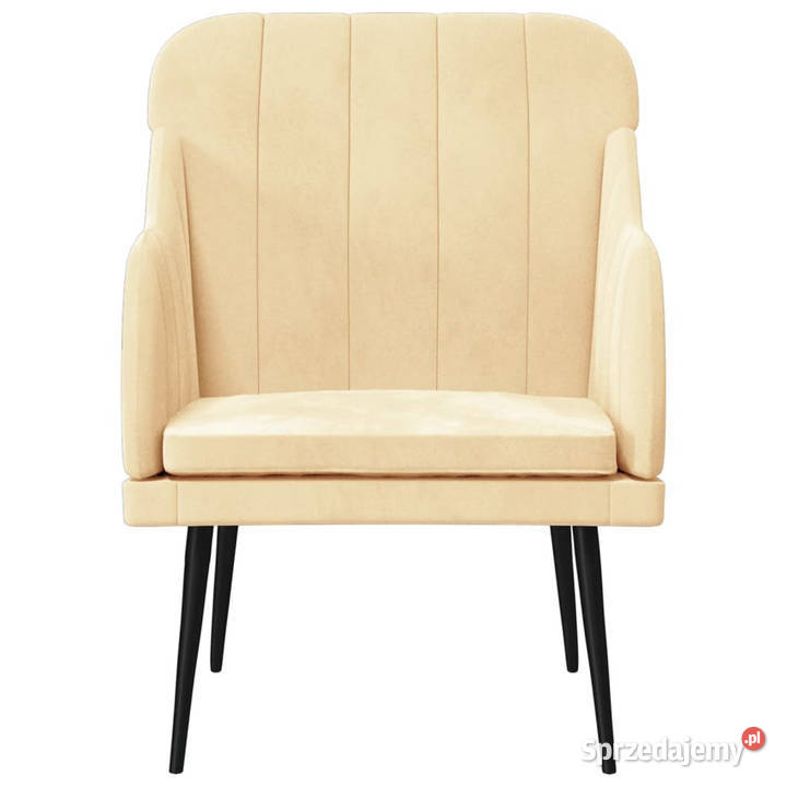 Fotel kremowy 63x76x80 obity aksamitem WM351462 mazowieckie Warszawa sprzedam