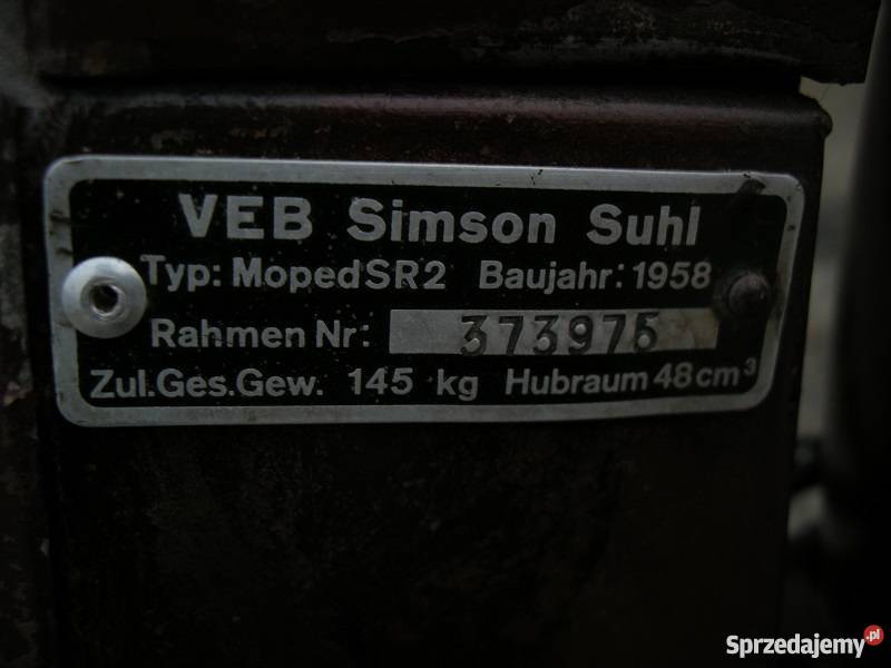 Simson sr2 1958 Oryginał 0000km Tarnowiec