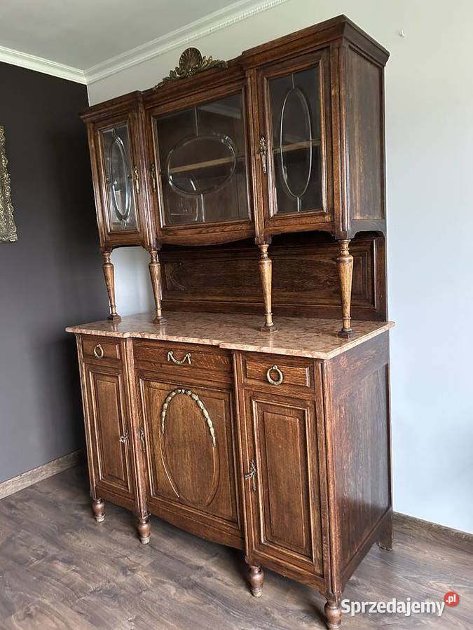 Stary dębowy kredens szybki frezowane Poznań sprzedam