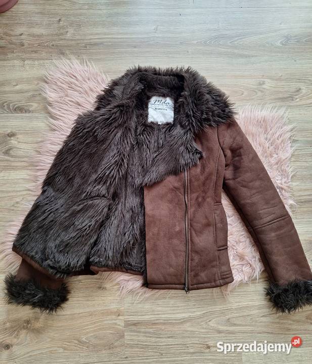 Przepiękne brązowe futro kożuch zimowy ciepły 40 Kurtki i płaszcze Kraków