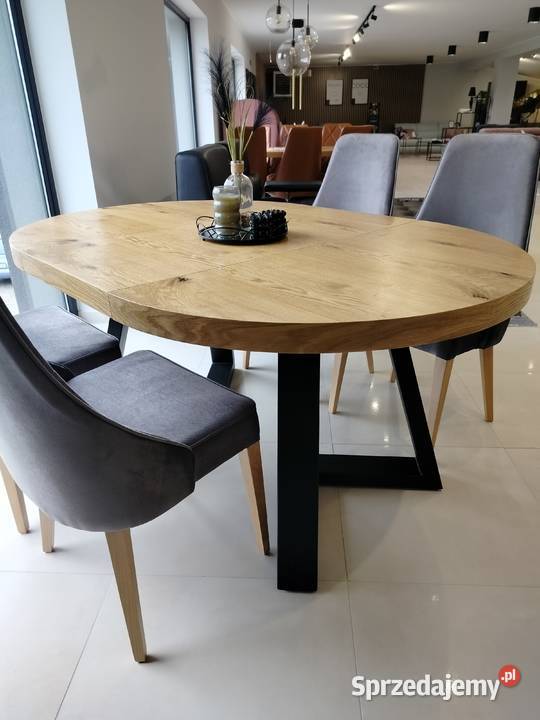 Stół OKRĄGŁY Dębowy 110 ROZKŁADANY z Sękami