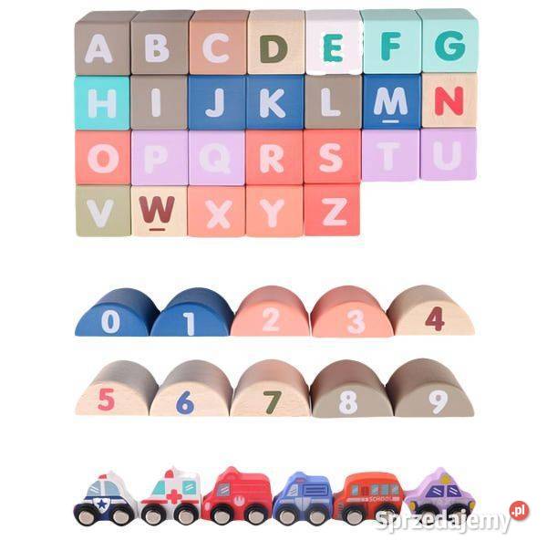 Drewniane klocki edukacyjne miasto z matą 115 Klocki Bielsk Podlaski