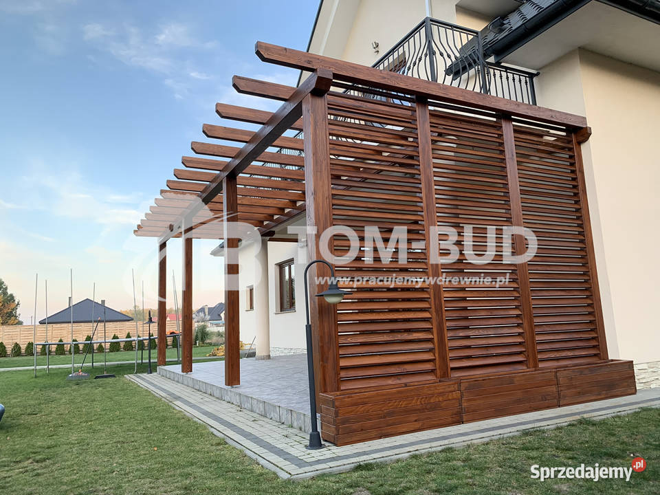 Pergola drewniana pergola modrzewiowa zadaszenie Sarzyna