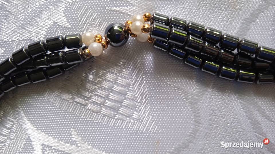 NASZYJNIK Z HEMATYTÓW I PEREŁ wielkopolskie Piła