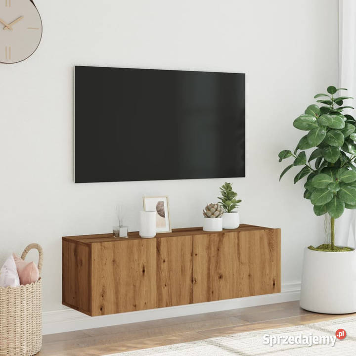 Ścienna szafka TV dąb artisan 100x30x30 WM856019 mazowieckie Warszawa