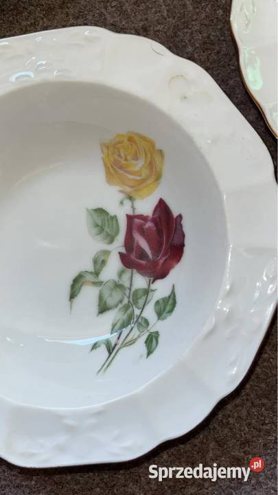 Miseczka z różami Biała porcelana z pasem złota Gdańsk