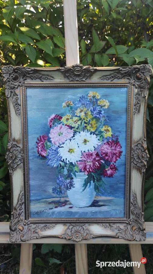 Obraz olej na płótnie kwiaty w wazonie żywe Pabianice