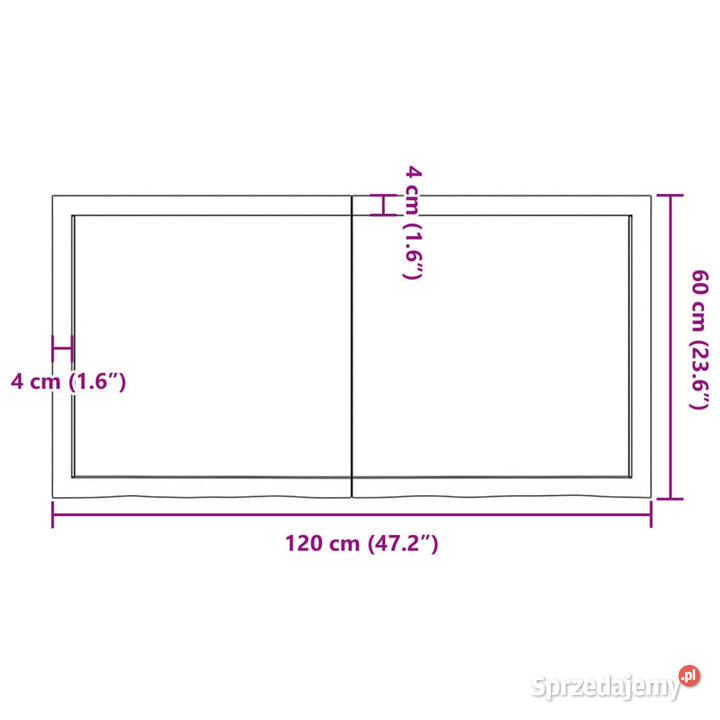 Półka brązowa 120x60x26 lakierowane lite drewno Półki Warszawa
