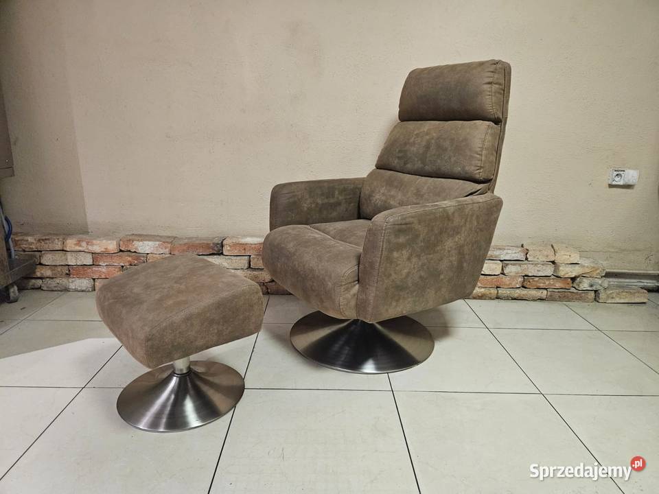 Fotel obrotowy z podnóżkiem WYGODNY tapicerka