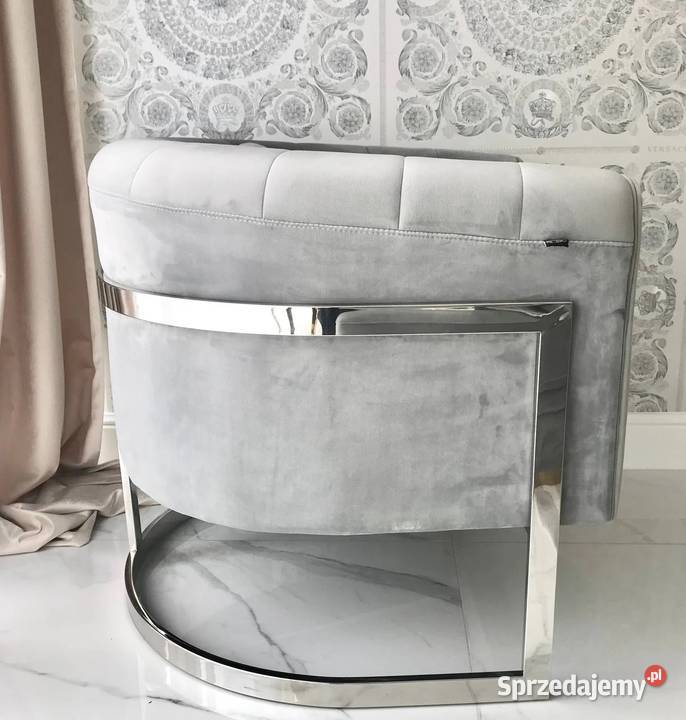 Fotel glamour srebrny szary nowoczesny do salonu Warszawa sprzedam