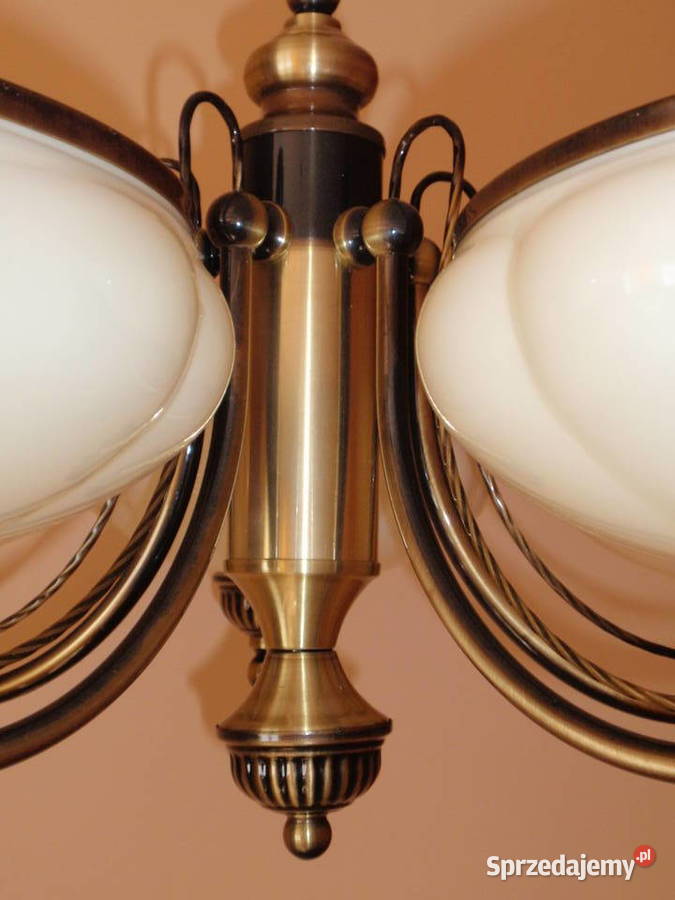 Lampa żyrandol pięcioramienny klosze szkło Oświetlenie Łódź