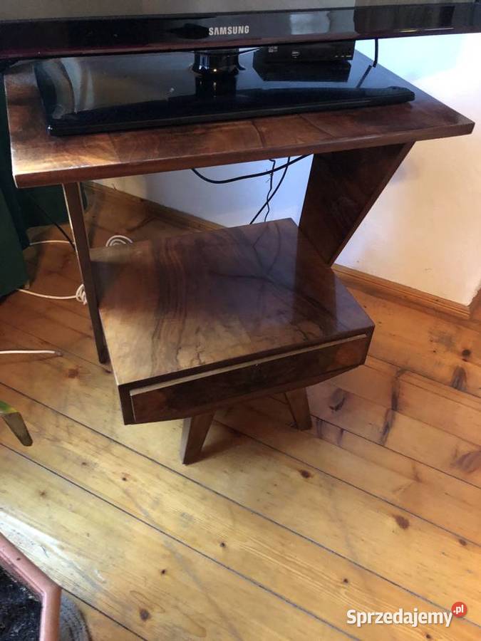 Stolik pomocniczy szafka RTV z szufladą PRL lata Kraków sprzedam