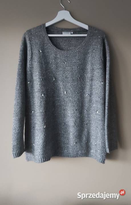 Elegancki sweter Canda zdobiony rozmiar ML szary/srebrny lubelskie Lublin