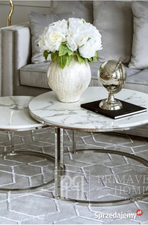 Stolik kawowy nowoczesny srebrny styl glamour z Warszawa
