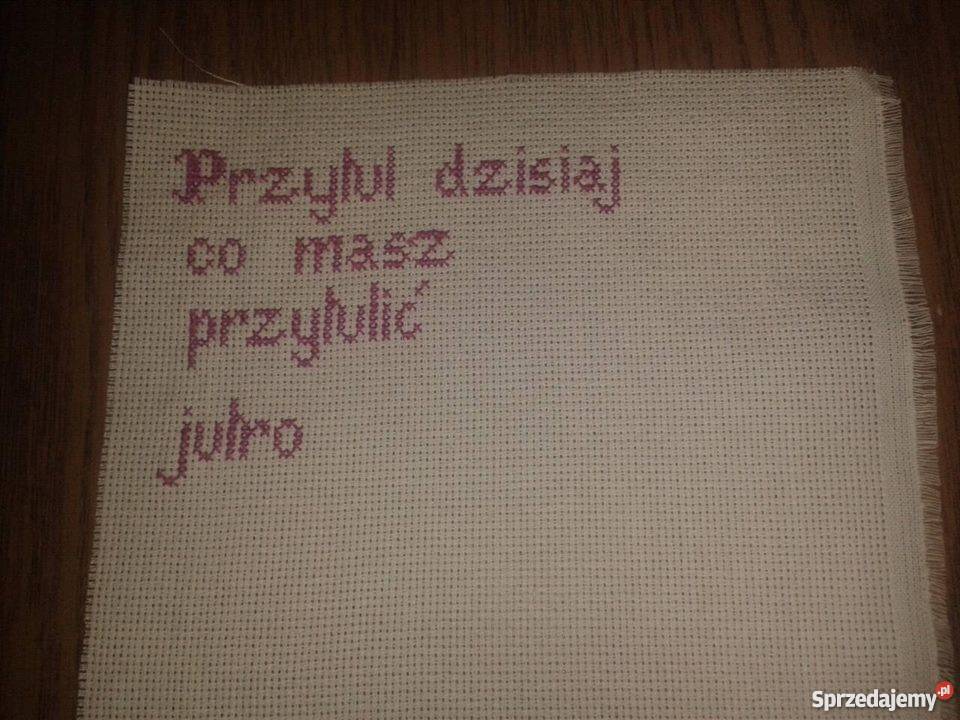 Haft krzyzykowy napisy wielokolorowy sprzedam