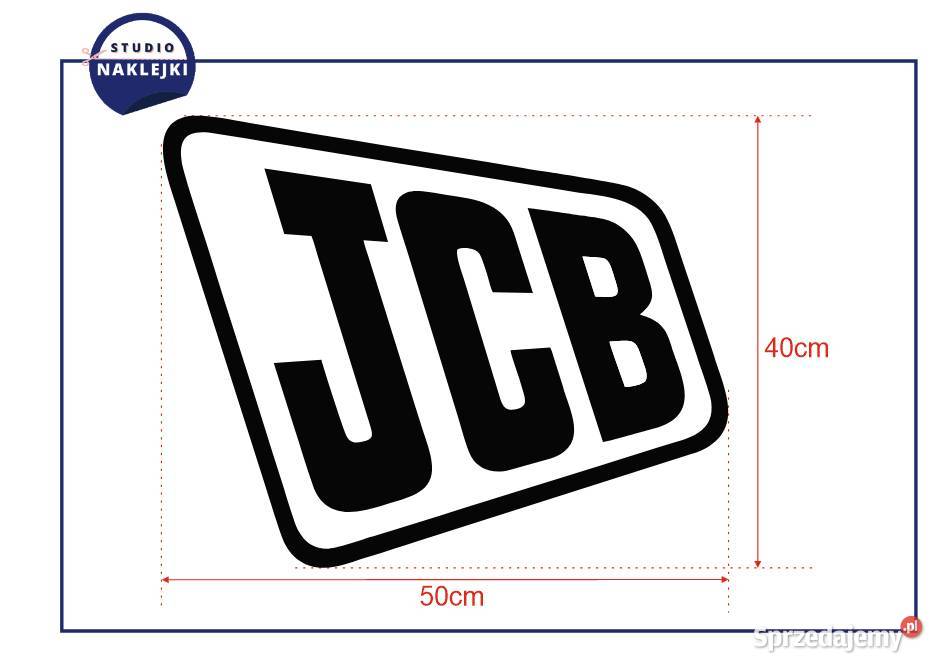 Naklejka logo JCB 50x40 koparka Nalepka Naklejki Łagów