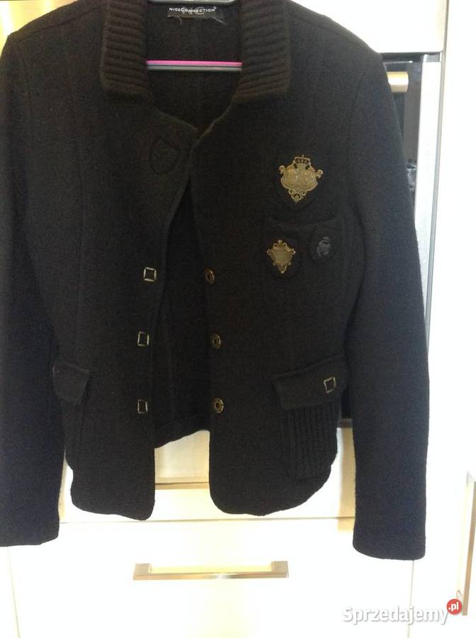 Piękny Żakiet Czarny Wełniany Damski NC NICE Nowa Sól