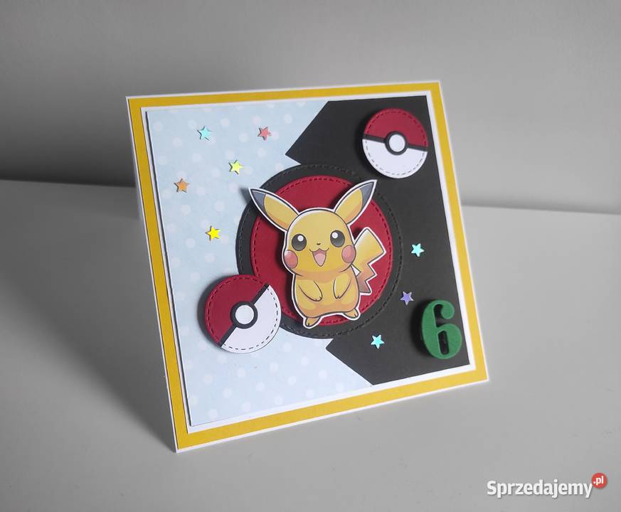 Kartka urodzinowa ręcznie robiona Pokemon Łódź