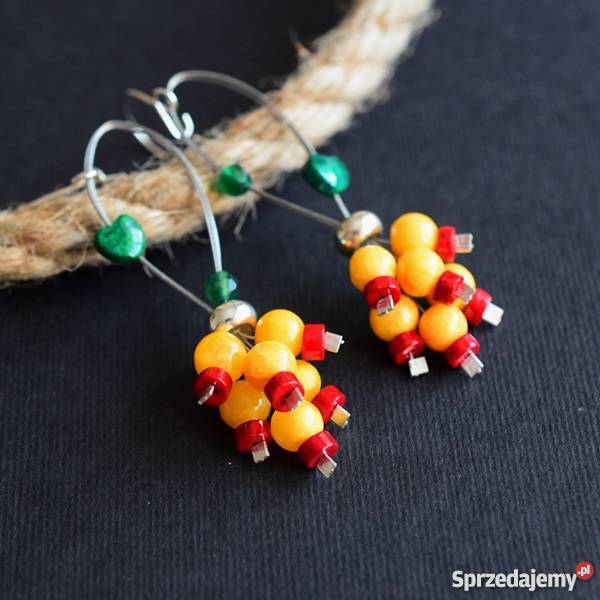 Kolczyki bukiety nefrytowych kwiatów kujawsko-pomorskie Bydgoszcz