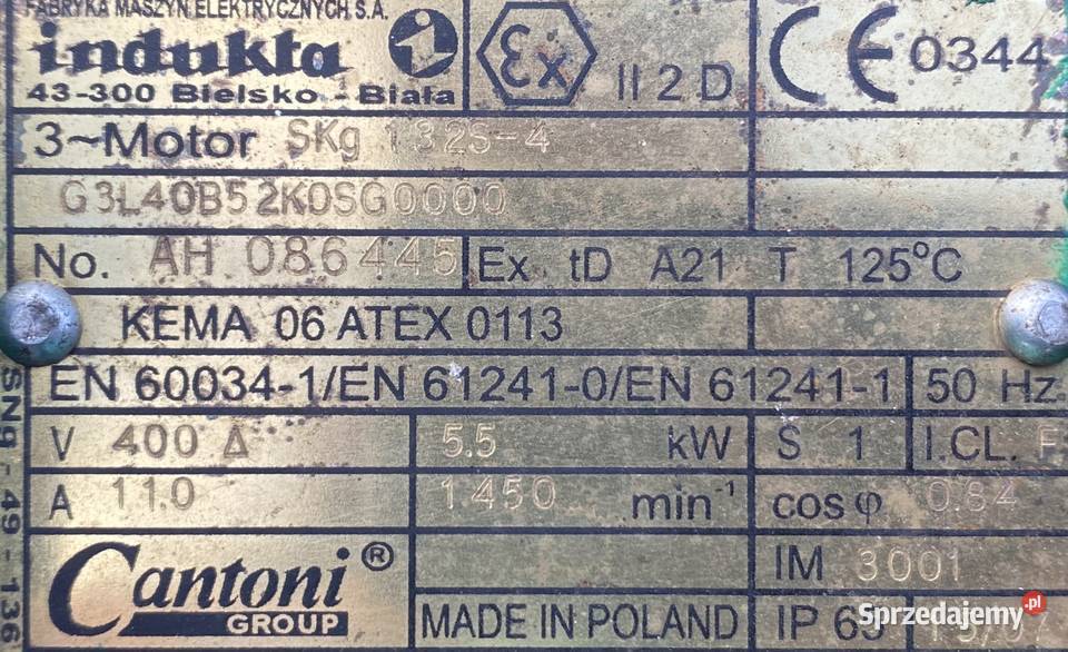 motoreduktor przekładnia 55kW 72obr kujawsko-pomorskie Pigża sprzedam