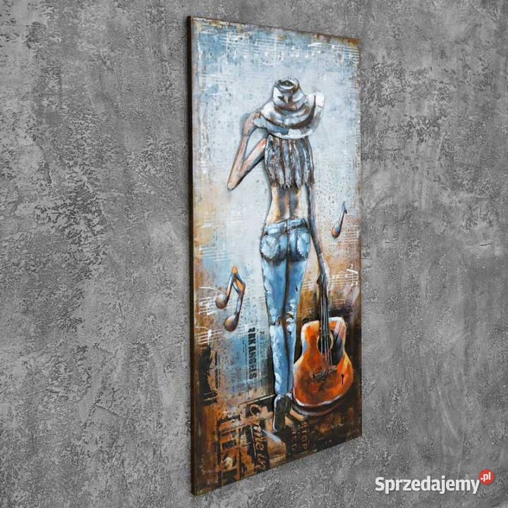 Obraz metalowy 3D loft DZIEWCZYNA Z GITARĄ świętokrzyskie Chmielnik sprzedam