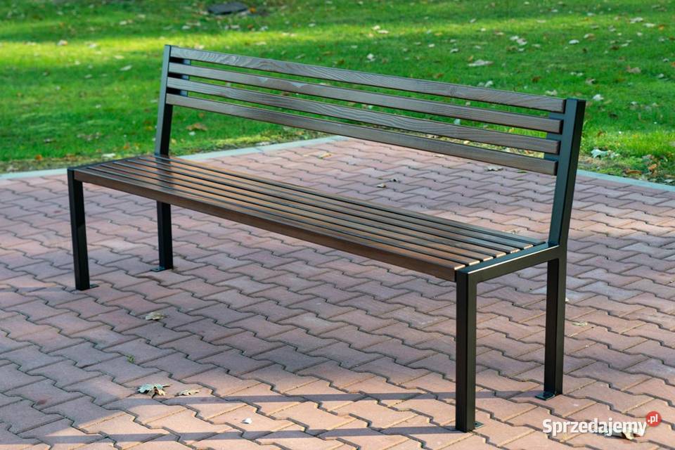 Ławka stalowa z oparciem miejska parkowa SLIM Rzeszów