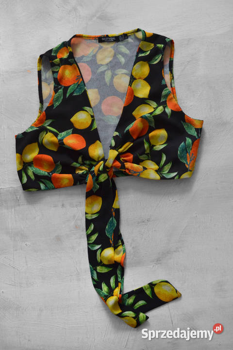 krótka bluzka crop top wiązana w cytrynki Nasty bez rękawa Warszawa