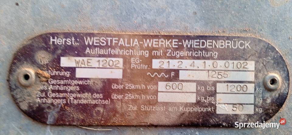 westfalia werke 1200 dmc z hamulcem z plandeka Krosno