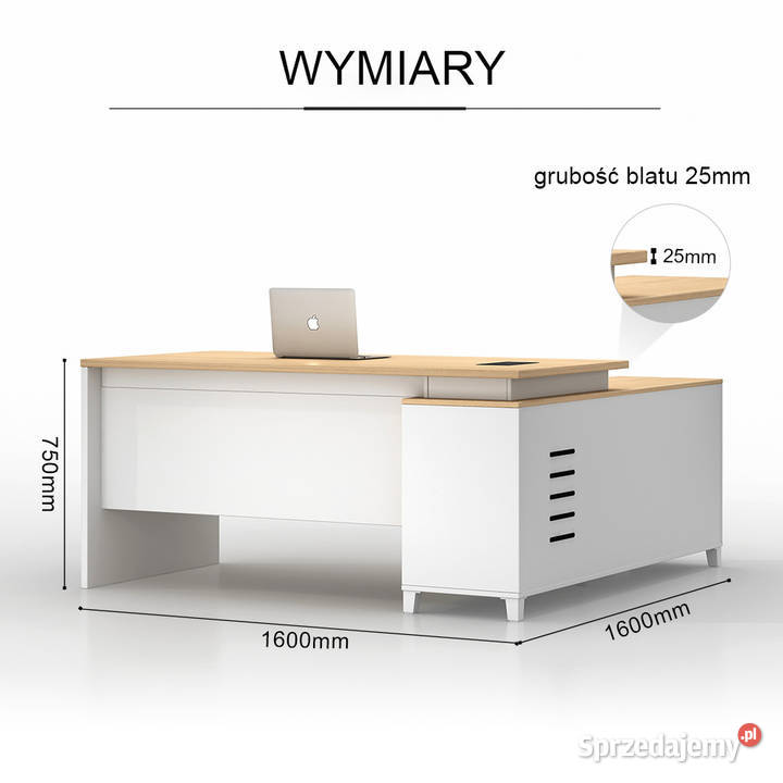 Biurko narożne Angel Loft Work Light 160 Dom i Ogród