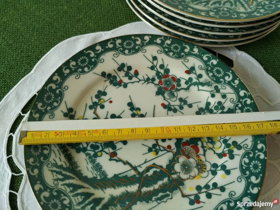 Talerzyki deserowe Chiński wzór zieleń Porcelana i szkło