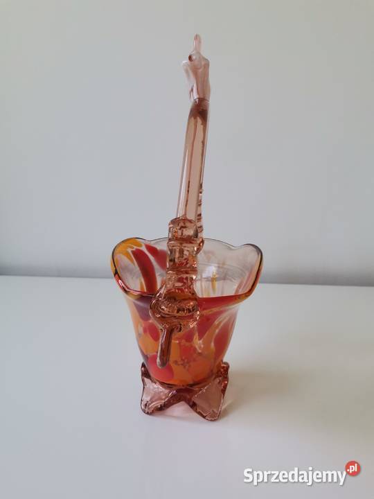 Stary kolorowy wazon koszyk szkło kolorowe Porcelana i szkło Katowice