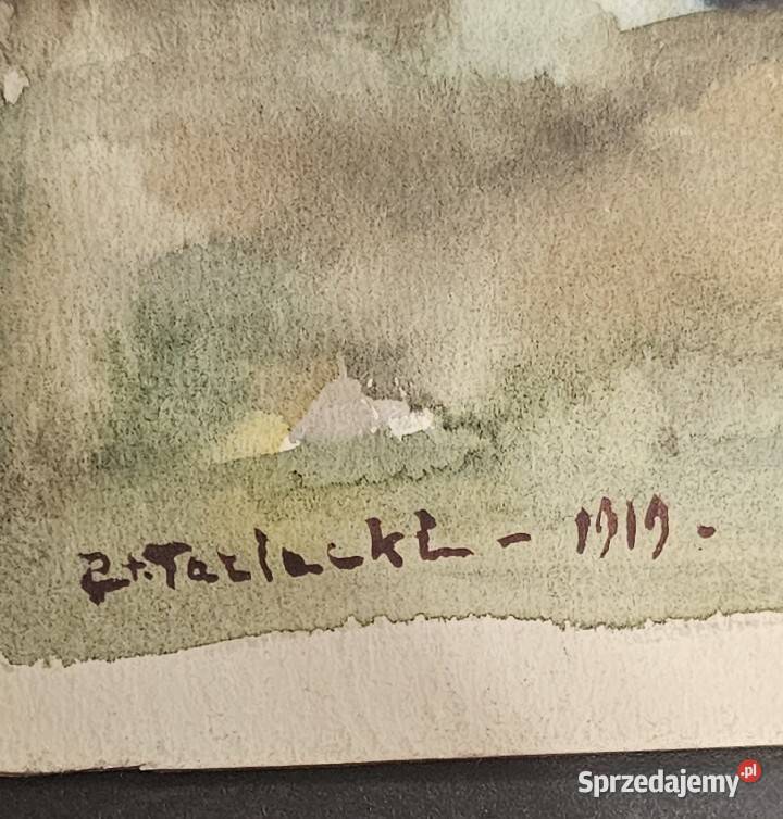 Pocztówka ręcznie malowana 1919 Katowice