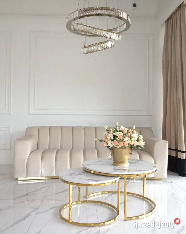 Żyrandol złoty kryształowy glamour ring lampa Warszawa