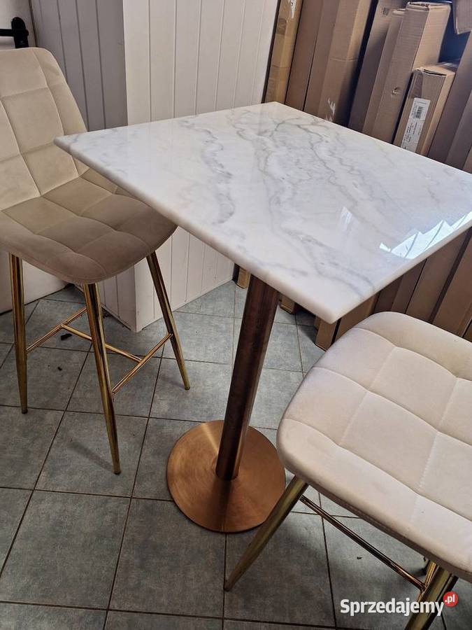 Stół marmurowy wysoki plus dwa hokery Poznań