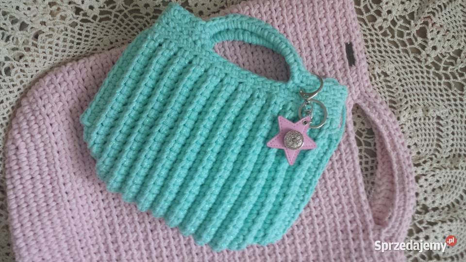 Torebka glamour ze sznurka turkus bag Do ręki  mazowieckie Warszawa