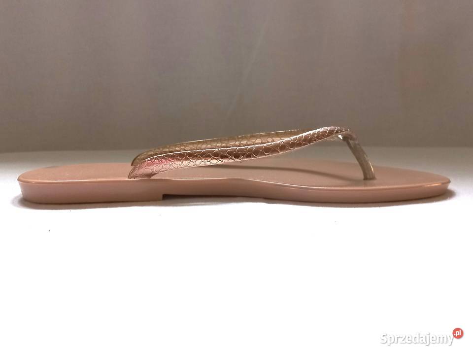 Klapki beżowe Japonki r 38 Eleganckie NOWE żółty/złoty Białystok
