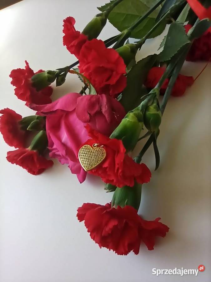 Zawieszka serce srebrna 925 pozłacana cyrkonie Warszawa