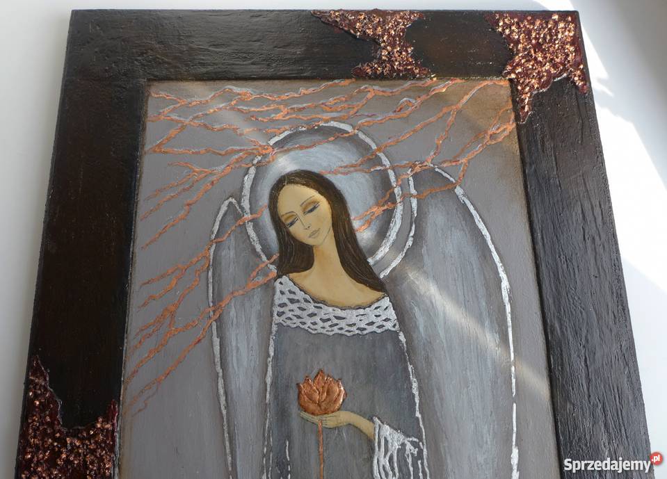 Obraz przestrzenny w ramie AniołMadonna z różą Słupsk