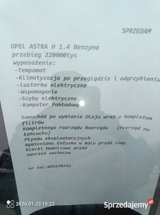 Opel astra h 14 16v 90 Rok produkcji 2004 śląskie Rzeniszów