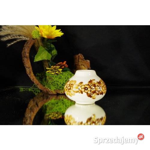 Koło mały wazonik ceramiczny w kwiaty porcelit