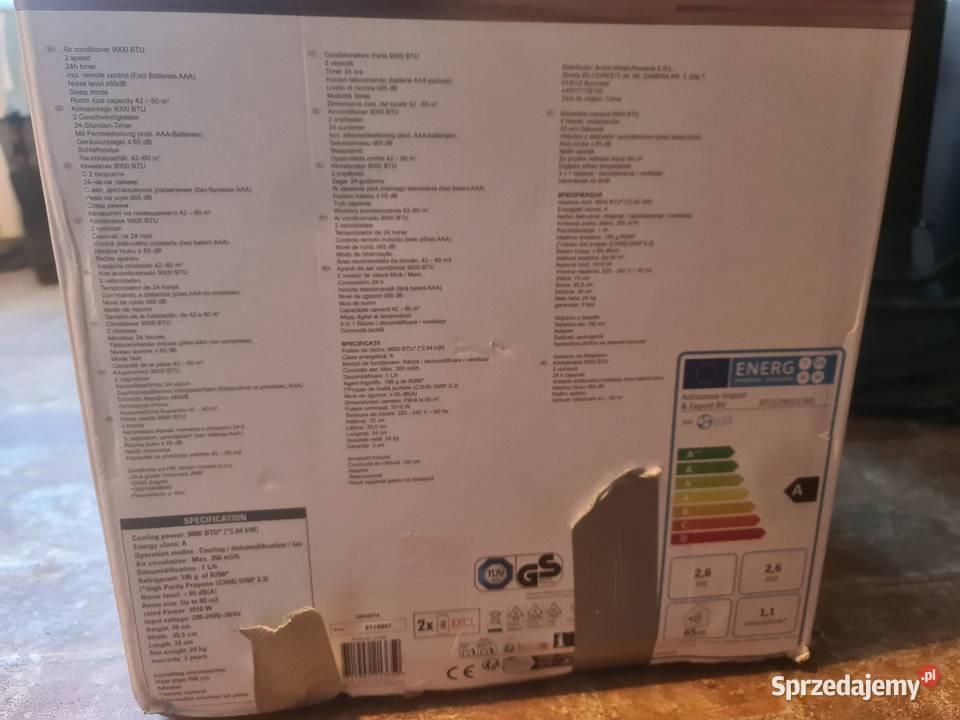 Klimatyzator przenośny 9000 BTU Kinzo 1010W Turobin