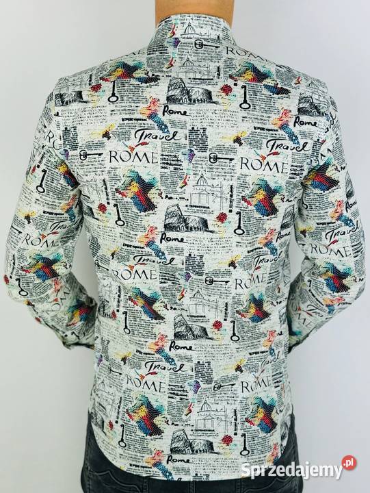 GIOVANNI PERA Koszula męska K013 Gazeta Roma