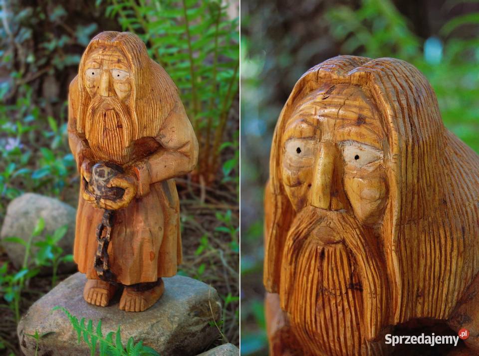 Dziad z kulą u nogi rzeźba ludowa drewniana Lublin sprzedam