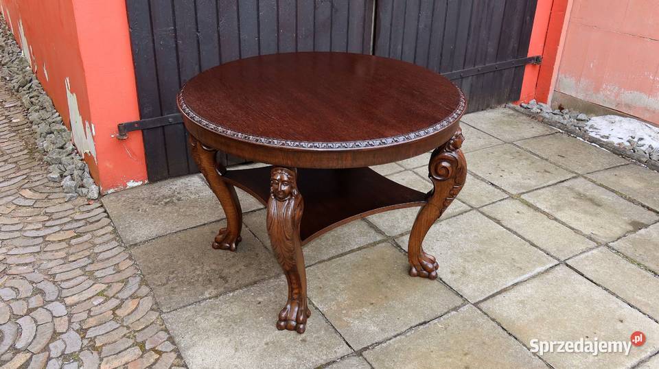 Unikatowy Neorenesansowy Stół Stolik Kawowy Dąb Meble dolnośląskie Ziębice